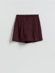 Lniane szorty - mahoniowy. Brązowe szorty damskie Reserved, l, bez wzorów. Za 159.99 zł.