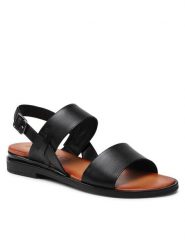 Sandały Lasocki. Czarne klapki damskie Lasocki, bez wzorów, bez obcasa, na koturnie, bez zapięcia. Za 179.99 zł.