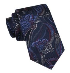 Modny Męski Krawat - Alties - Orientalny Wzór na Granatowym Tle. Niebieskie krawaty i muchy Alties, bez wzorów, z tkaniny, eleganckie. Za 49.00 zł.