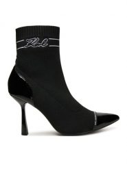 KARL LAGERFELD Botki Pandara KL31357 Czarny. Czarne botki damskie KARL LAGERFELD, z materiału, bez obcasa, na szpilce, bez zapięcia. Za 829.99 zł.
