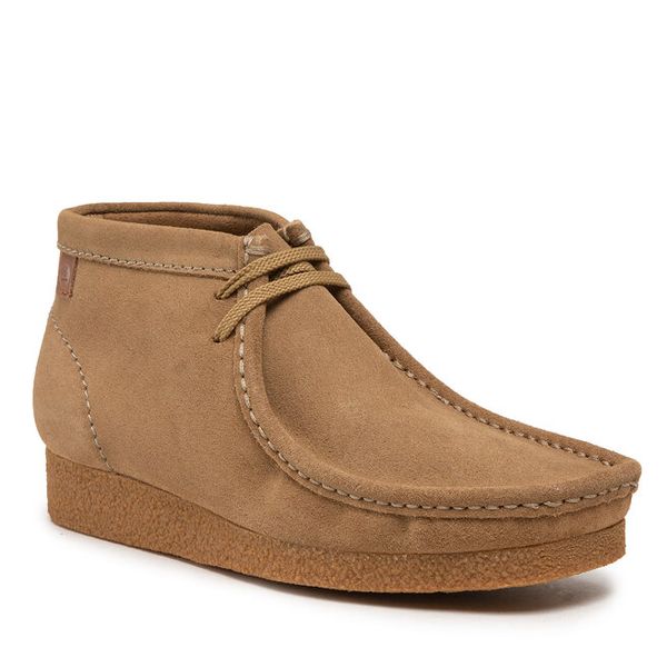 Trzewiki Clarks. Brązowe botki męskie Clarks, bez wzorów, bez zapięcia. Za 389.99 zł.