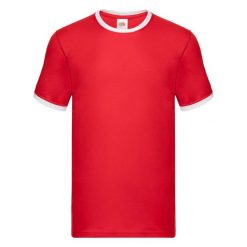 Męska Koszulka Ringer 160. Białe koszulki sportowe męskie Fruit of the Loom, m, bez wzorów, bez kołnierzyka, bez ramiączek, trekkingowe. Za 43.99 zł.