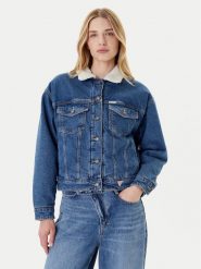 Guess Jeans Kurtka jeansowa W4BN64 D5CC3 Niebieski Regular Fit. Niebieskie kurtki damskie Guess Jeans, m, z aplikacjami, z bawełny, bez kaptura. Za 309.99 zł.