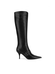 Eva Minge Kozaki BUSMA-SLT062-1501 Czarny. Czarne kozaki damskie Eva Minge, ze skóry, bez obcasa, na szpilce. Za 599.99 zł.
