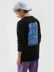 4F Longsleeve z nadrukiem chłopięcy - głęboka czerń 122 (6-7 lat). Czarne t-shirty dla chłopców 4f, bez wzorów, z bawełny, bez ramiączek. W wyprzedaży za 29.99 zł.