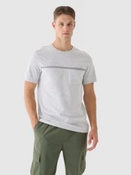 4F T-shirt regular z nadrukiem męski - szary S. Szare koszulki sportowe męskie 4f, m, bez wzorów, z bawełny, klasyczne, bez kołnierzyka. Za 39.99 zł.