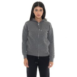 Leone 1947 Braid Damen, Bluza z geflochtenem Stoff, Kapuze, Reißverschluss. Szare bluzy damskie LEONE 1947 APPAREL, bez wzorów, bez kaptura. W wyprzedaży za 191.56 zł.