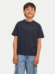Jack & Jones Junior T-Shirt Star 12237435 Granatowy Relaxed Fit. Niebieskie t-shirty dla chłopców Jack & Jones Junior, bez wzorów, z bawełny, bez ramiączek. Za 69.99 zł.