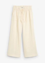 Spodnie culotte z lejącej mieszanki lyocellu. Żółte spodnie materiałowe damskie bonprix, bez wzorów, z lyocellu. Za 54.99 zł.