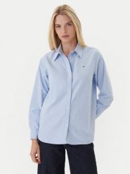 Tommy Hilfiger Koszula WW0WW46111 Błękitny Relaxed Fit. Niebieskie bluzki damskie Tommy Hilfiger, bez wzorów, z bawełny, bez kołnierzyka, bez ramiączek. Za 429.99 zł.