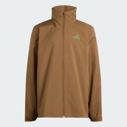 Kurtka przeciwdeszczowa Terrex Multi Essentials 2 Layer. Brązowe kurtki męskie Adidas, l, bez wzorów, z materiału, klasyczne, bez kaptura. Za 439.00 zł.