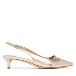 Czółenka Guess. Żółte czółenka damskie Guess, z aplikacjami, bez obcasa, bez zapięcia. Za 399.99 zł.