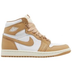 Air Jordan 1 Retro High OG Praline. Białe obuwie sportowe damskie Nike, bez wzorów, na fitness i siłownię. Za 590.12 zł.