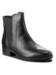 Geox Botki D Felicity F D84G1F 00043 C9999 Czarny. Czarne botki damskie Geox, ze skóry, bez obcasa, na płaskiej podeszwie, bez zapięcia. Za 459.99 zł.