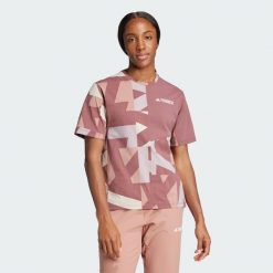 Koszulka Terrex Multi Climacool Printed. Brązowe koszulki sportowe damskie Adidas, m, bez wzorów, sportowe, bez kołnierzyka. W wyprzedaży za 119.40 zł.