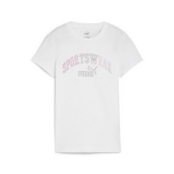 Damska koszulka ESS+ LOGO LAB PUMA White. Białe koszulki sportowe damskie Puma, s, bez wzorów, z gumy, bez kołnierzyka, bez ramiączek, na jogę i pilates. Za 168.00 zł.