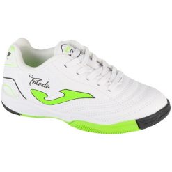 Buty halowe - halówki chłopięce, Toledo Jr 25 TOJS IN. Białe buty sportowe chłopięce Joma, bez wzorów, bez zapięcia, do piłki nożnej. Za 129.99 zł.