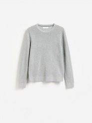 Strukturalny sweter z bawełną - szary. Szare swetry przez głowę męskie Reserved, l, bez wzorów, z bawełny, bez kołnierzyka. Za 119.99 zł.