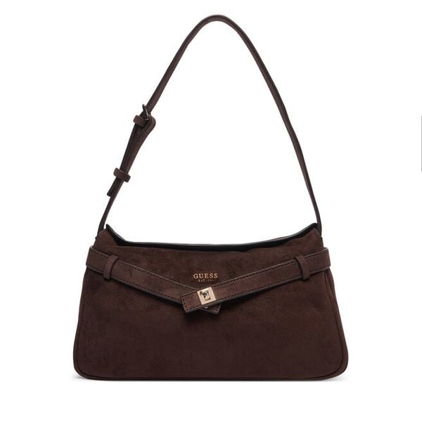 Torebka Guess. Brązowe torebki do ręki damskie Guess, z aplikacjami, klasyczne, bez dodatków. Za 544.99 zł.