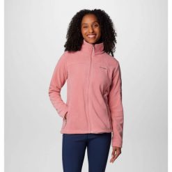 Bluza Polarowa Damska Columbia Fast Trek II. Czerwone bluzy sportowe damskie Columbia, s, bez wzorów, z polaru, bez kaptura, trekkingowe. Za 201.99 zł.