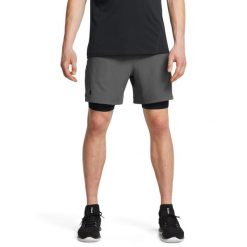 Spodenki krótkie męskie Under Armour Vanish Woven 2in1 Sts. Szare krótkie spodenki sportowe męskie Under Armour, l, bez wzorów, na fitness i siłownię. Za 205.99 zł.