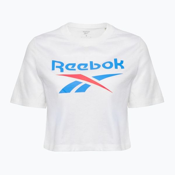 Koszulka Reebok Identity Big Logo Crop Tee. Białe koszulki sportowe damskie REEBOK FITNESS, l, bez wzorów, z materiału, bez kołnierzyka, bez ramiączek, na fitness i siłownię. Za 67.99 zł.