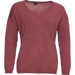 Sweter z połyskującą aplikacją bonprix jeżynowy. Swetry damskie marki bonprix. Za 49.99 zł.