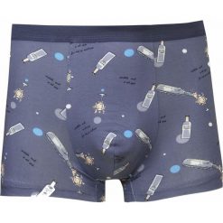 Bokserki Obcisłe, Niebieskie, Butelka Wina, Kieliszek, Bawełniane, Majtki z Elastanem -ALTIES. Niebieskie bokserki męskie Alties, l, bez wzorów, z bawełny. Za 35.00 zł.