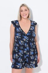 Damska Sukienka Kąpielowa kwiaty miękkie miseczki szorty. Czarne szorty damskie Ulla Popken, plus size, bez wzorów, z elastanu. Za 299.99 zł.