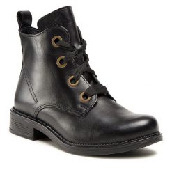 Trzewiki Lasocki. Czarne botki damskie Lasocki, bez obcasa, na płaskiej podeszwie, bez zapięcia. Za 129.99 zł.