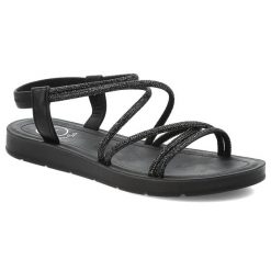 Czarne Sandały Filippo Eleganckie Obuwie Damskie. Czarne klapki damskie Filippo, bez wzorów, bez obcasa, bez zapięcia. Za 99.99 zł.