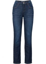 Dżinsy Straight high waist, termiczne. Niebieskie jeansy damskie bonprix, z podwyższonym stanem. Za 219.99 zł.