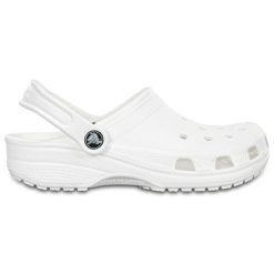 Chodaki Classic U. Białe klapki damskie Crocs, bez wzorów, z materiału, sportowe, bez obcasa. Za 297.00 zł.
