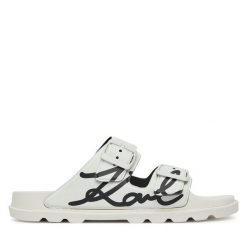 Klapki KARL LAGERFELD. Białe klapki damskie KARL LAGERFELD, bez wzorów, bez obcasa. Za 309.99 zł.