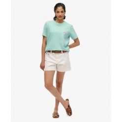 Damska koszulka z kieszonką Superdry Garment Dye Essential. Zielone t-shirty damskie Superdry., bez wzorów, bez kołnierzyka. W wyprzedaży za 104.35 zł.