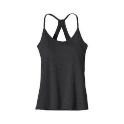 Koszulka bez rękawków damska Patagonia Cutaway Racerback BKH. Szare t-shirty damskie Patagonia, bez wzorów, bez kołnierzyka. W wyprzedaży za 152.52 zł.