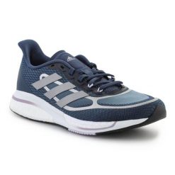 Buty do biegania Adidas Supernova + W GY0845 niebieskie. Niebieskie obuwie sportowe damskie bez wzorów, z gumy, do biegania. Za 449.26 zł.