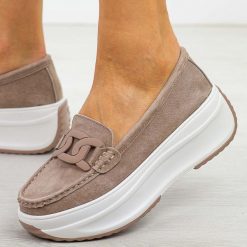 Beżowe skórzane mokasyny damskie na platformie Filippo Dp6132/25. Brązowe mokasyny damskie Filippo, z jeansu, biznesowe. Za 219.00 zł.