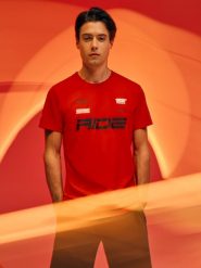 4F T-shirt slim z nadrukiem męski - czerwony L. Czerwone t-shirty męskie 4f, l, bez wzorów, z bawełny, klasyczne, bez kołnierzyka. Za 79.99 zł.