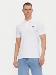 Timberland Polo TB0A6VDP Biały Regular Fit. Białe koszulki polo męskie Timberland, m, bez wzorów, z bawełny, bez ramiączek. Za 219.99 zł.