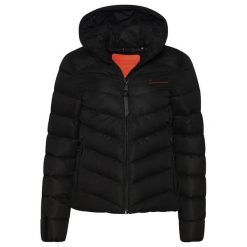 Damska kurtka z kapturem z mikrofibry Superdry. Czerwone kurtki damskie Superdry., na zimę, xs, z aplikacjami, z gumy, z kapturem. Za 393.90 zł.