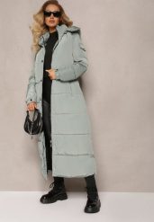 Miętowa Długa Kurtka Płaszcz z Pikowaniem i Odpinanym Kapturem Mystaris. Zielone kurtki damskie Renee, xl, bez wzorów, długie. Za 309.99 zł.