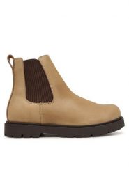 Birkenstock Sztyblety Highwood Slip On 1033190 Beżowy. Brązowe botki damskie Birkenstock, ze skóry, bez obcasa, na płaskiej podeszwie, bez zapięcia. Za 854.99 zł.