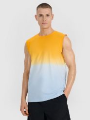 4F Tank top regular męski - pomarańczowy 3XL. Brązowe koszulki sportowe męskie 4f, m, bez wzorów, z bawełny, klasyczne, bez kołnierzyka. W wyprzedaży za 49.99 zł.