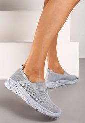 Szare Wsuwane Klasyczne Buty Sportowe na Płaskiej Podeszwie Zelemia. Szare obuwie sportowe damskie Born2be, bez wzorów, z jeansu. Za 39.99 zł.