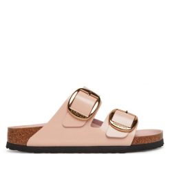 Damskie sandały duże klamry Arizona Big Buckle. Brązowe sandały damskie Birkenstock, bez wzorów, ze skóry, bez obcasa, bez zapięcia. Za 730.00 zł.