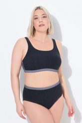 Damskie Bikini faktura miękkie miseczki regulowane ramiączka. Czarne bikini damskie Ulla Popken, plus size, bez wzorów, plus size. Za 191.99 zł.