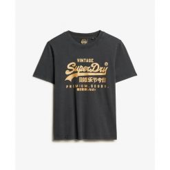 Damska koszulka na co dzień Superdry Vintage Logo. Czarne t-shirty damskie Superdry., m, bez wzorów, eleganckie, bez kołnierzyka. Za 204.30 zł.