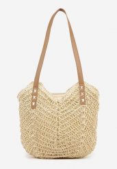 Beżowa Torebka na Ramię z Plecionki w Stylu Boho Liramirae. Brązowe torby na ramię damskie Born2be, bez wzorów, biznesowe, na ramię, bez dodatków. Za 79.99 zł.