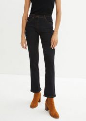 Jeansy ze stretchem straight, mid waist. Czarne jeansy damskie bonprix. Za 124.99 zł.